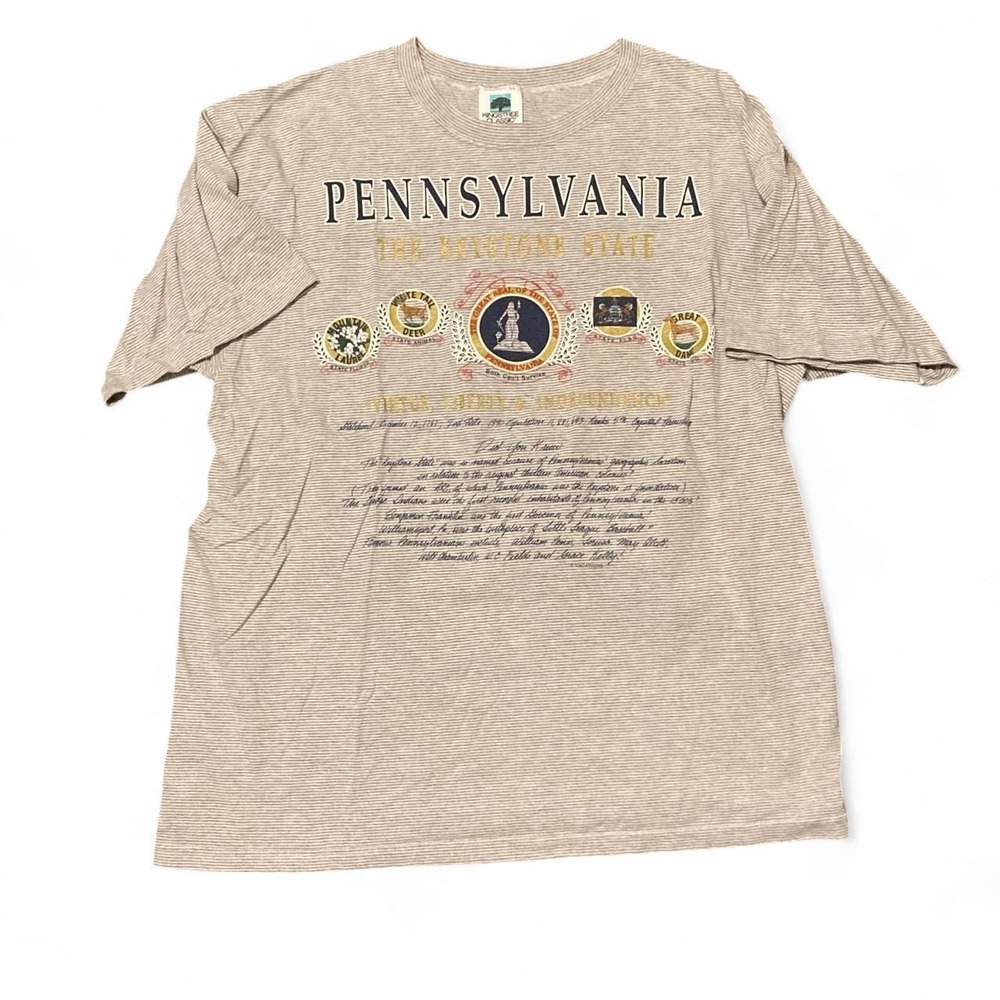 Pennsylvania state striped tee single stitch vtg 90s Kingstree XL/21.5